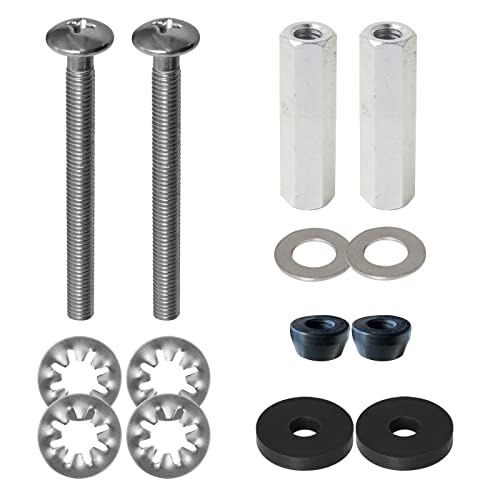 Ifealclear 2 Pcs Toilet Seat Bolts Kit, Universal Heavy Duty Stainless Steel With Extra Long Downlock Nuts Rubber Washers Gaskets And Easy To Install -Bathroom Toilet Repair Screw #TOP3