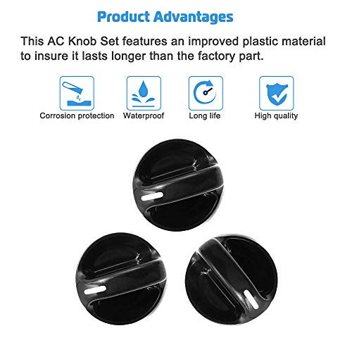Ac Climate Control Nob Switch - Set Of 3 - Replaces# 55905-0C010, 559050C010 - Fits Toyota Tundra 2000, 2001, 2002, 2003, 2004, 2005, 2006 - Air Conditioner Replacement Switch K001Acs #TOP1