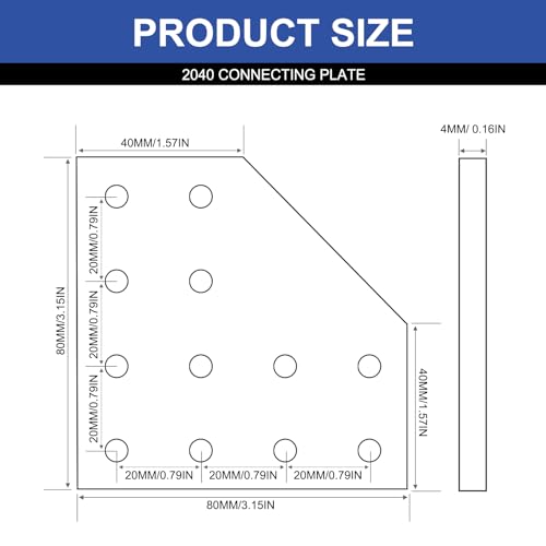 Image of 12pcs 2040 L Corner Bracket Joining Plate T Slotted Accessories 12-Hole 2040 Hardware Connector 2040 with T Nuts and Screws Silver