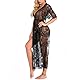iSpchen Sexy Dessous Lang Negligees Transparenter Spitze Kleid Nachtwäsche V Ausschnitt Reizwäsche Nachthemd für Women Wedding Nights Honeymoon Lingerie Party,Schwarz, XXL