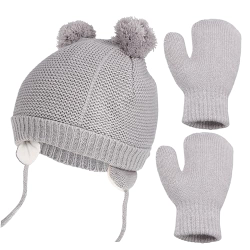 PartyKindom Winter Hat and Mittens Fleece Lined Warm Cap with Gloves for Boys and Winter Accessories for