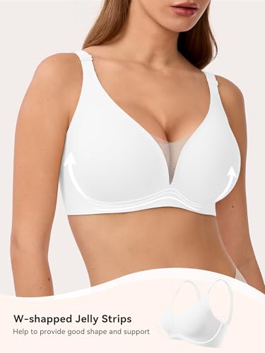 Image of LUCKMEEY Bras for Women No Underwire Deep V Wireless Bra Push Up Seamless Bras Full Coverage Bralettes Everyday Bra