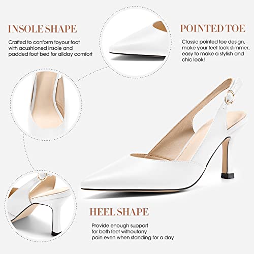Image of Rilista Women's Slingback Kitten Heels Closed Pointed Toe Backless Wedding Party Dress Pumps Shoes