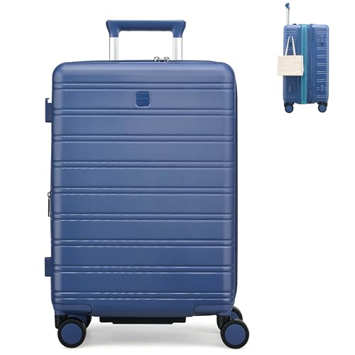 Image of MILADA 24 Inch Expandable Hardside Checked Luggage with Dual 360 Spinner Wheels, Medium Travel Suitcase with TSA Lock, Airline-Approved, Lightweight Durable PC Shell for Travel, Interstellar Blue