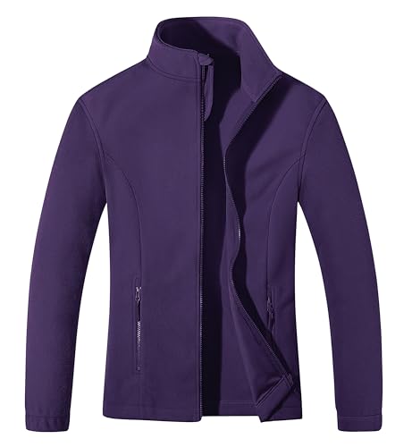 MAGCOMSEN Purple Jacket for Women Warm Fleece Coats Full Zip Lightweight Jackets Winter Outwear, Dark Purple, L