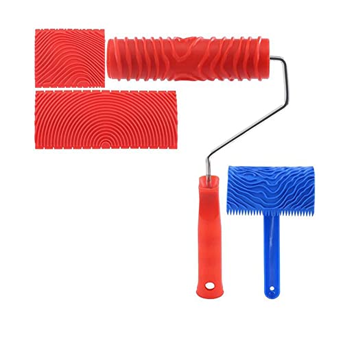 SLMYCAO 木目塗装 塗装 パターンローラー ラバー 塗装ツール ペイントローラー 壁飾り 4個セット