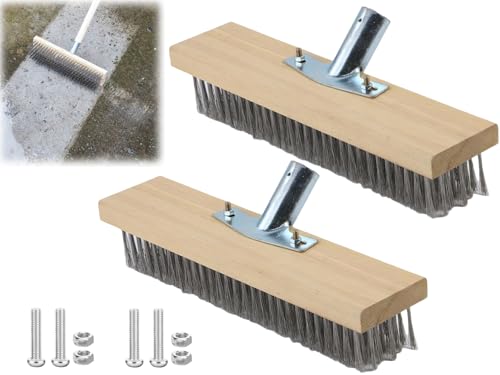 Taches Tenaces Brosse Métallique,2pcs Brosse Metallique Robuste avec Manche Télescopique,Balai Métallique Robuste avec Manche Amovible,Brosse en Métal Rigides pour Enlever Les Mauvaises Herbes