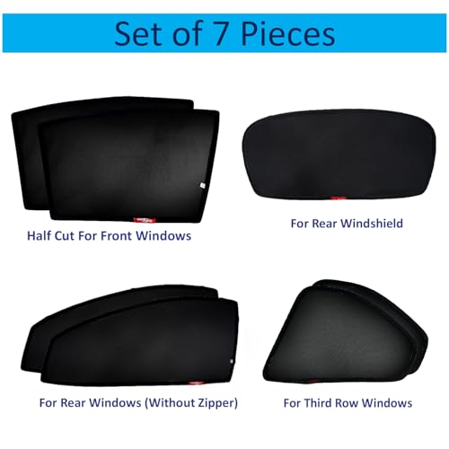 Image of KINGSWAY Accessories Car Side Window Sun Shade Half Cut Magnetic with Rear Windshield Curtain Only Compatible with Toyota Fortuner Year 2025 Onwards All Model, Only Half Cut in Front Window, Pack of 7