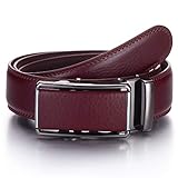  YEHMAN - Cinturón sin agujero de piel con hebilla automática de cremallera de 3,5 cm para hombre J07 Burdeos Large