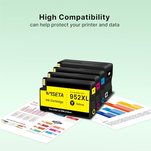 Image of 952XL Ink Cartridges Replacement for HP 952 Ink Cartridges, 4 Pack | 952XL for HP 952 Ink Cartridges High Yield Work for HP 8710 Printer Ink Cartridges,Use with 8720 7740 8210 8715 8702 Printer