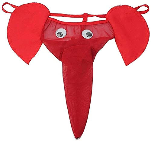 Czizitong Hommes Eléphant sous-vêtements Lingerie Sexy Thongs G-Strings (Rouge)