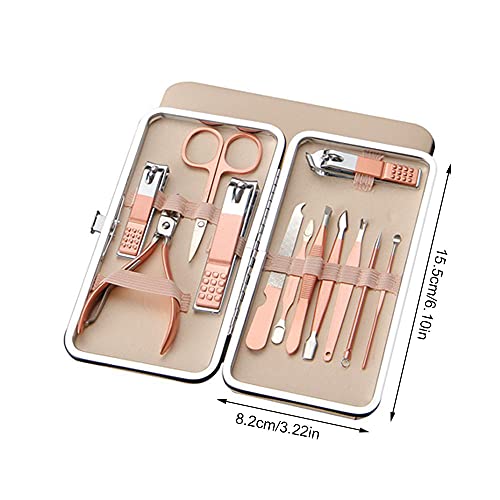 12 Piezas Manicura Pedicura Set, Set de Manicura y Pedicura, Juego de Cortaúñas Profesional, Juego de Cortaúñas de Acero… - Imagen 3
