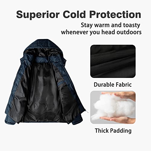 Image of MYJAJAYI Mens Puffer Jackets Insulated Winter Jacket Hood Winter Outwear Water-Resistant