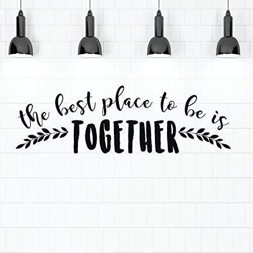 Adhesivo decorativo de pared con cita para habitación familiar, con texto en inglés 'The Best Place to Be is Together' para sala de estar, sala de juegos, cocina, dormitorio, negro, 24 x 8 pulgadas