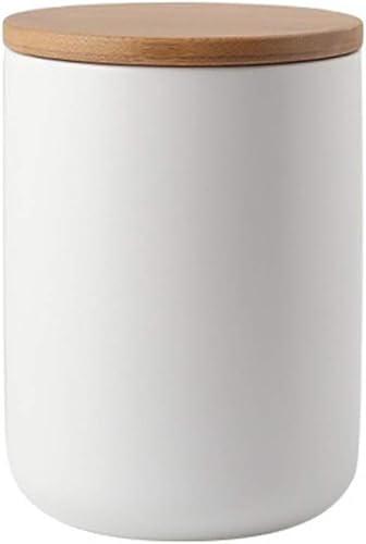 Recipiente de almacenamiento de alimentos, recipientes de cocina de cerámica con tapa de bambú hermética, tarro de almacenamiento de alimentos para