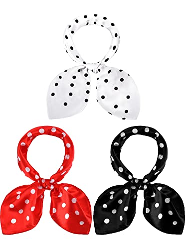 Boyiee 3 Pcs 1950s Vintage Scarf Women Chiffon neckerchief Retro Square Neck Head Hair Scarf Purse Neckerchief