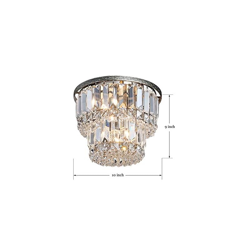 Saint Mossi K9 Crystal Chandelier with 3 Lights and 2-Tier,Modern Flush Mount Ceiling Light Fixtures Modern Chandelier for Bedroom,Dining Room,Livingroom,H9 x D10 - Image 6