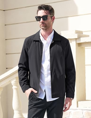 Magcomsen MCS-L22M709-471-BLACK-XL Black Jacket Lightweight Windbreaker Spring Fall Jackets Zip Up Light Coat Business Casual Jacket thumb #1