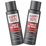 HAPPY NUTS Big Wood Body and Nut Wash - Moisturizing Men's Shower Gel, Natural Bodywash with Deep Cleanse for Sensitive Skin - Men's Soap (2 Pack, Big Wood)