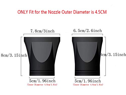 2PCS Black Plastic Hair Dryer Concentrator Nozzle Cover for 4.5CM Diameter