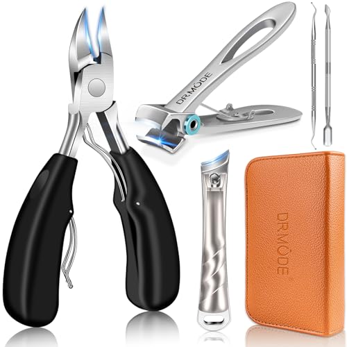 DRMODE Toenail Clippers for Seniors Thick Toenails, Large Toe Nail Clippers for Men Thick Nails with Wide Opening, Sharp Heavy Duty Ingrown Toenail Clippers Nail Cutter Long Handle with Slanted Blade