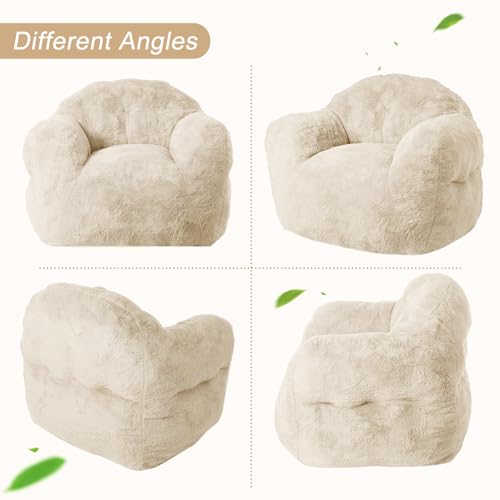 Image of GarveeHome Bean Bag Chair, 39 inch Bean Bag Chairs for Adults Kids, Soft Beanbag Chair with Filler Included, High-Density Foam Bean Bag Sofa Chair with Armrests for Reading, Beige