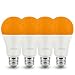 Dusk To Dawn Light Bulbs A19 8W 720 Lumens, Amber LED Orange-Yellow Sensor Bulb, 60 Watt Equivalent, Outdoor, Security Bulb(Auto On/Off), E26 Screw Base(4 Pack)