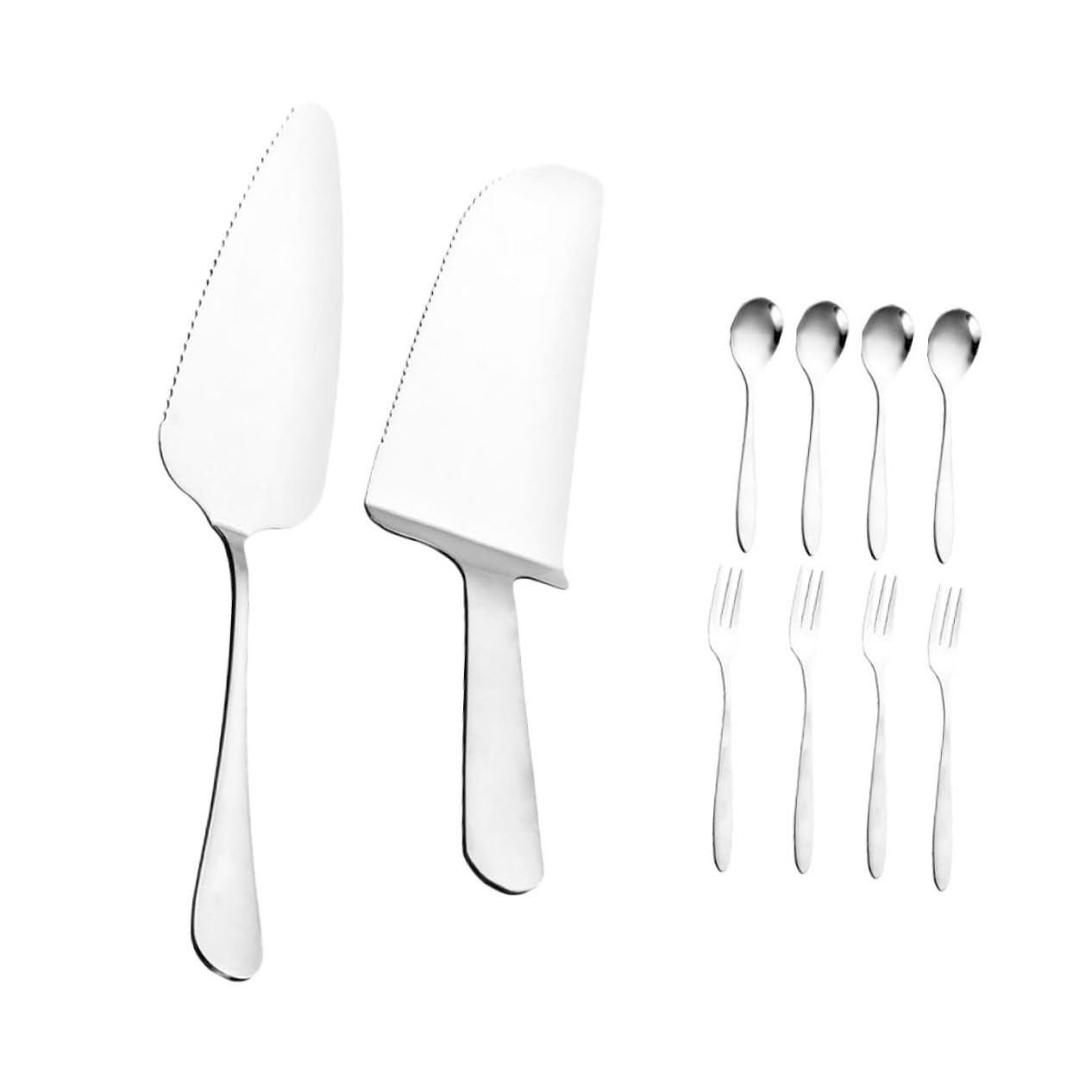 MOLUCKFU 1 Set Cake Spatula Spoon Fork Pizza Spoon Pie Cake Spatula Dough Scraper Cake Scraper Cake and Pie Server Round Baking Pan Round Spoon Baking Pans Cake Fork Stainless Steel Silver