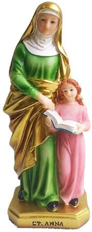 Religious St Anna Statue Saint Anna Sculpture Santo Ana Estatua Holy Figurine Decorative Statue Anna with Child Statue Gift (6 Inch)