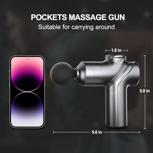Image of LEERCON Mini Massage Gun,Portable Deep Tissues Muscle Massager, 4 Massages Head and 6 Speeds,Suitable Gifts for Fathers, Mothers, Women, and Men