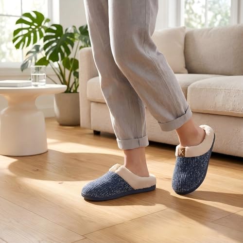 Image of ULTRAIDEAS Women's Indoor Bedroom Slipper with Memory Foam, Gift for Women, Wool-Like House Shoe with Anti-Skid Rubber Sole for Ladies