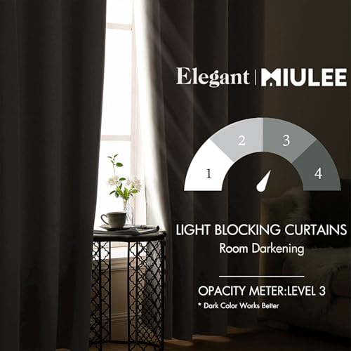 MIULEE Blackout Curtains 96 Inches Long for Bedroom Living Room Thermal Insulated Room Darkening Grommet Top Solid Light Blocking Drapery Set of 2 Window Panels Ivory