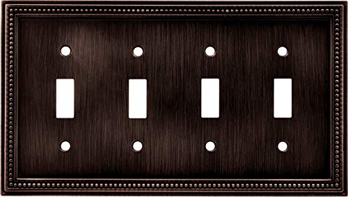Brainerd 64404 Beaded Quad Switch Wall Plate / Switch Plate / Cover, Venetian Bronze