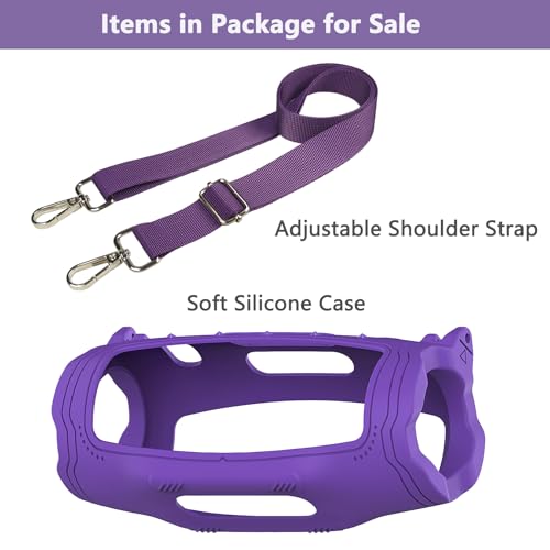 Image of Silicone Cover Case for JBL Charge 6 Portable Bluetooth Speaker Accessories, Charge 6 Speaker Protective Case with Shoulder Strap (Purple Cover)