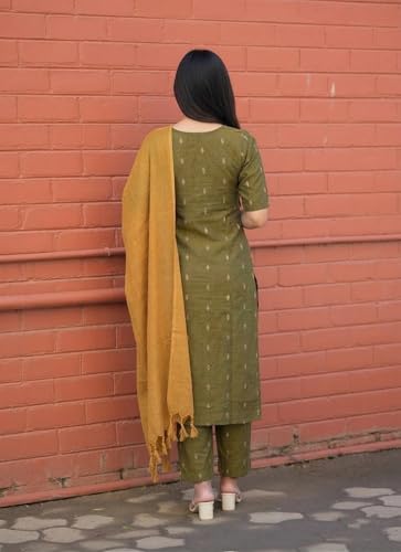 Image of ANNI Designer Women's Purple Printed Kurta Set | Pure Viscose 3 Piece Ethnic Suit Set with Pant & Dupatta | Festive for Women | Cotton Kurta Sets for Woman