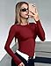 Ekouaer Women's Long Sleeve Shirts Tight Fitted Tops Crewneck Underscrubs Tee Lightweight Basic Thermal Undershirts Wine Red L