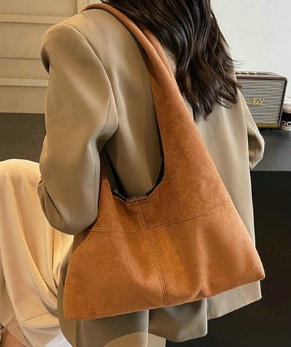 Slouchy Suede Shoulder Bags for Women Large Retro Tote Bag Work Purses Handbag Casual Fall Satchel 2pcs2