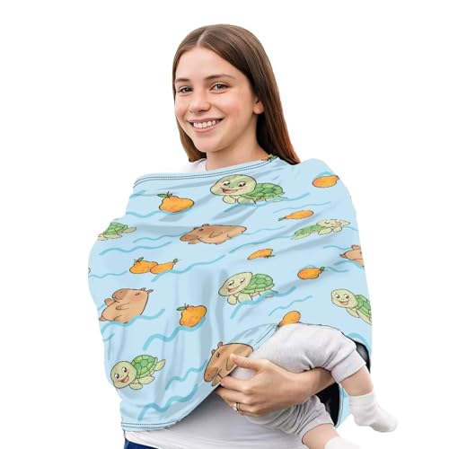 Image of Capybara Baby Car Seat Covers Multi-use Carseat Canopy Stretchy Infant Carseat Cover Baby Shower Gifts for Girls Boys