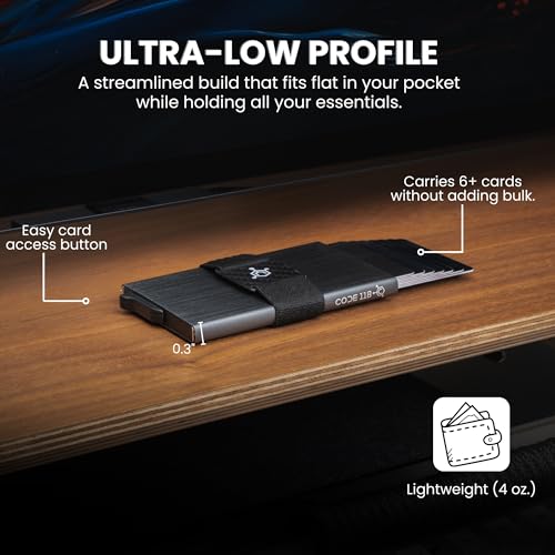 Image of CODE 118 Wallet for Men - Slim Minimalist Aluminum Smart Wallet with RFID Blocking - Compact cash and Credit card holder with Pop Up Ejector (Classic, Brushed Grey)