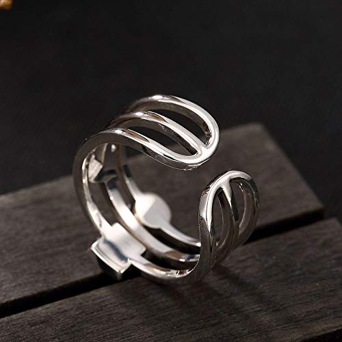 Bague ajustée anti-serrage anneau réglable en argent rétro pour dames - 6