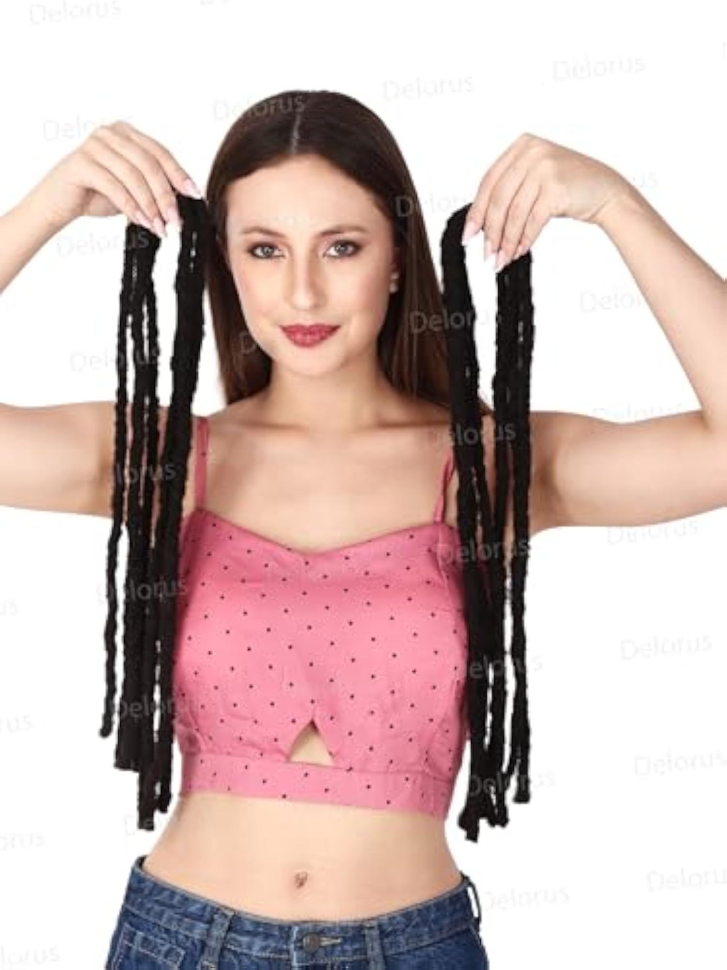 Double-Ended Synthetic Crochet Dreadlocks, 22-Inch, Black
