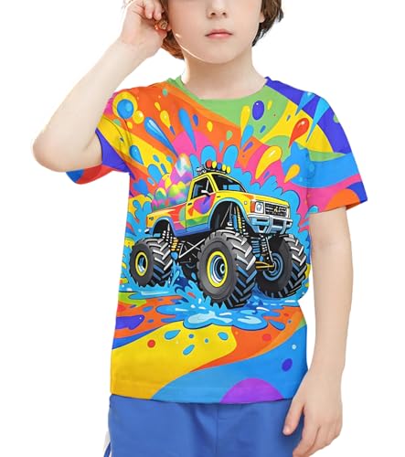 Image of Linnhoy Kids 3D Print Fashion Graphic T-Shirts for Boys Girls 6-16 Years | Unisex Colorful Short Sleeve, Crewneck, Breathable Fabric, Suitable for Daily Sport Festival Wear