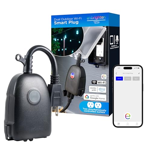 Enbrighten Vibe Outdoor Smart Plug, 2 Grounded Outlets, Weather-Resistant, Custom