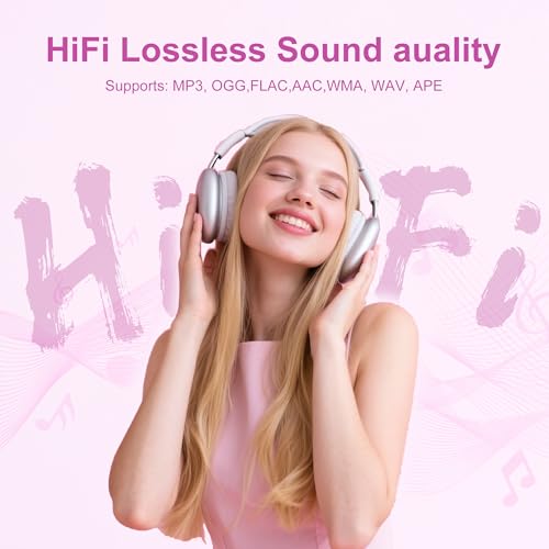 Image of SWOFY 128GB MP3 Player with Bluetooth 5.4, 2.4 inch Portable HiFi Music Player with FM Radio,HD Speaker,E-Book, Support up 512GB Earphones Included for Travel, Gym, Hiking, Sports Running- Pink
