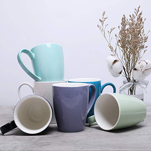 Amhomel Coffee Mugs Set Of 6, Porcelain Mugs - 16 Ounce For Coffee, Tea, Cappuccino, Latte And Cocoa, Large Handle Design, Microwave And Dishwasher Safe, Cool Assorted Colors #TOP2