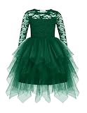 Arshiner Girls Long Sleeve Dresses Bow Tie Back Puff Party Dress for 3-8 Years Green