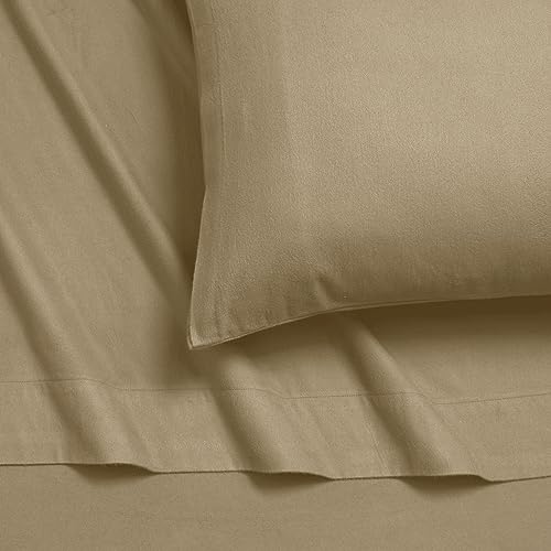Tribeca Living King German Flannel Pillowcases, Set of 2, 200-GSM Heavyweight Cotton, Macchiato