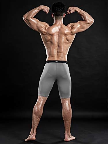 DRSKIN Men's 6, 4, 3 or 1 Pack Compression Shorts Pants Tights Baselayer Sports Running Athletic Active Underwear Workout, Line Gr304-gray, XX-Large - 2