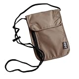 Brustbeutel mit RFID Schutz, Weicher Brustbeutel zum Reisen, Anti-Diebstahl Reisegeldbeutel, Unisex Weicher Brustbeutel zum Reisen, Reisen Passport Tasche Kleine für Kreditkarten Münzen, Braun