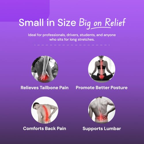 Image of Careforce Lumbar Support Cushion Orthopedic Back Rest Pillow Memory Foam Cushion for Office Chair, Car & Home Ergonomic Back Support for Pain Relief, Posture Correction & Spine Alignment, S